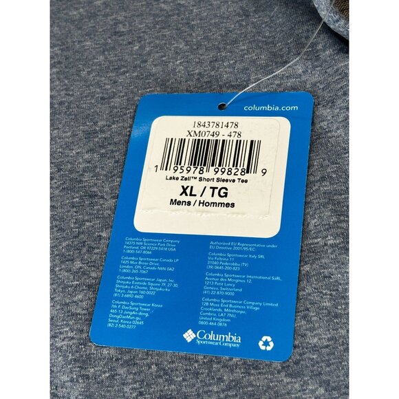 Columbia Mens Lake Zell Short Sleeve Tee XL Omni-Wick Moisture Wicking Regular F - Picture 4 of 12